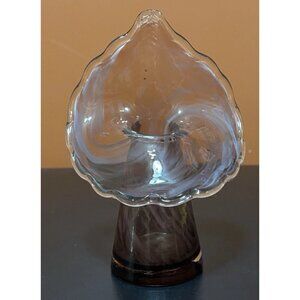 “Jack In The Pulpit” Art Glass Purple Vase Hand Blown Pontil Mark Swirl Design